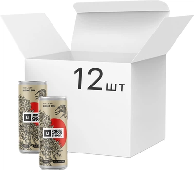 Упаковка пива Underwood Brewery Rising Sun світле нефільтроване 5% 0.33 л x 12 шт (14820224361656)