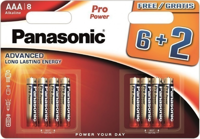 Батарейка Panasonic Pro Power AAA BLI 8 (6+2) Alkaline (LR03XEG/8B2F)