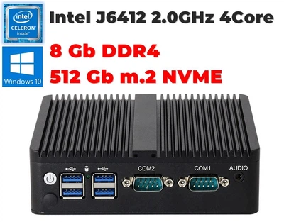 Неттоп Intel J6412 (2Ghz*4Core/8Gb/512Gb/2COM/2LAN/6USB)+Windows10 PRO UA