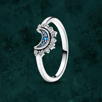 Серебряное кольцо "Блестящая голубая луна" Pandora (Пандора) 192675C01 16.5