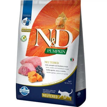 Фармін сухий корм для стерилізованих кішок N&D GRAIN FREE PUMPKIN LAMB & BLUEBERRY NEUTERED ADULT з ягнятком, гарбузом, 5 кг