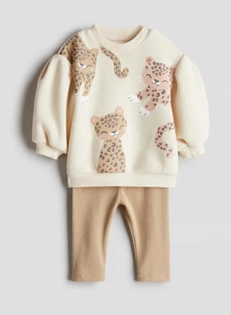 Костюм детский H&M 86 см бежевый кофта и лосины