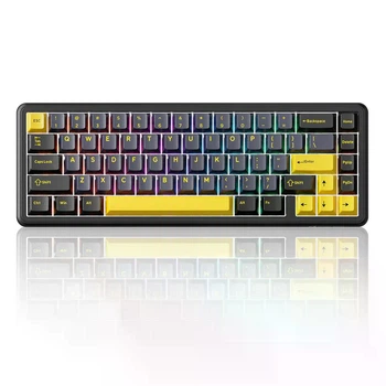 Механічна клавіатура з HOT SWAP Attack SHARK X65 HE Magnetic Switch Rapid Trigger, 8K, Металевий корпус, RGB, Win/Mac OS, УКР/АНГЛ, ЧОРНА З ЖОВТИМ/Starry Black (X65HESB)