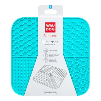 Коврик для слизывания WAUDOG Silicone, 190×190×10 мм, голубой