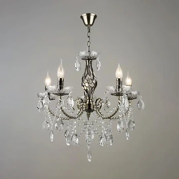 Люстра подвесная классическая хрустальная свечи Light House SR-20296/5 AB D600*H565/H795 E14 бронза
