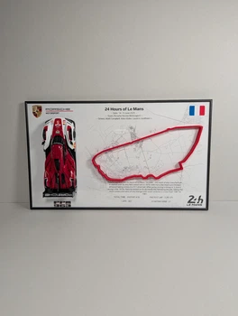 Большая 3D Картина На Стену с Моделью Bburago Porsche 963 в Масштабе 1:24 и 3D трасса 24 Hours of Le Mans / Порше 24 Часа Лемана