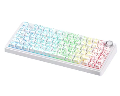 Ігрова механічна клавіатура AULA F75 з RGB підсвіткою White Contour Lines