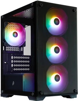 Корпус 1stPlayer X2-M-BK-4F7 Black з 4 ARGB вентиляторами