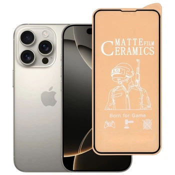 Защитное стекло-пленка Fiji Ceramic для Apple iPhone 16 Pro матовое полная проклейка черный