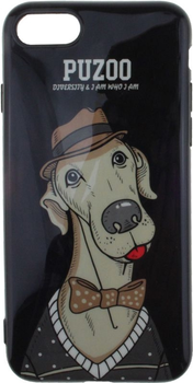 Панель PUZOO TPU Glossy Shiny Powder Art Dog для Apple iPhone 7/8 Black Bean (FSH57782)