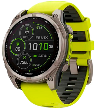 Smartwatch Garmin fenix 8 47mm Solar Sapphire Titanium with Amp Yellow and Graphite Silicone Band (010-02906-21)