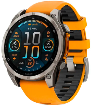 Smartwatch Garmin fenix 8 47mm AMOLED Sapphire Titanium with a spark Orange and Graphite Silicone Band (010-02904-11)