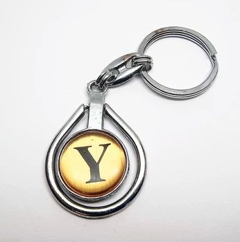 Брелок буква Finding Кольцо кулон капля буква Y для ключей Сталистый золотистый 4.5см x 3.2см