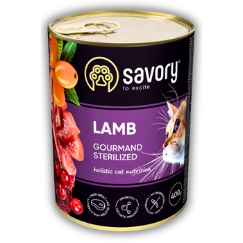 Вологий корм для стерилізованих котів Savory з ягням 400 г