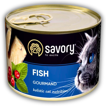 Влажный корм для прихотливых кошек Savory с рыбой 200 г