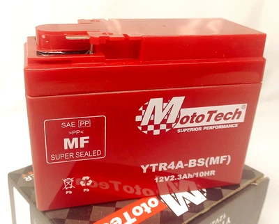 Акумулятор гелевий мото Mototech 2,3A 12V YTR4A-BS 113х49х85 мм