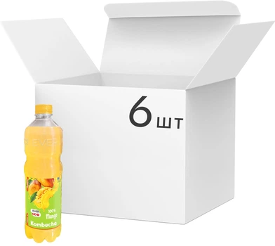 Упаковка напою слабогазованого Ever Aid Комбуча 100% Mango 0.75 л х 6 шт (14820183002959)