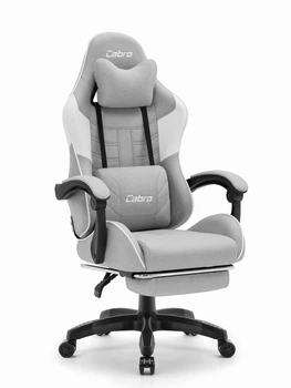 Ігрове крісло Cabro C501 сіро-біле тканина