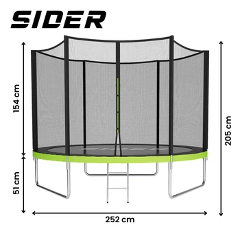 Батут з зовнішньою сіткою Sider 252 см 8FT 252 см