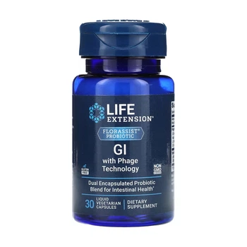 Life Extension, Florassist, пробіотик із фаговою технологією для ШКТ, 30 вегетаріанських капсул із рідиною