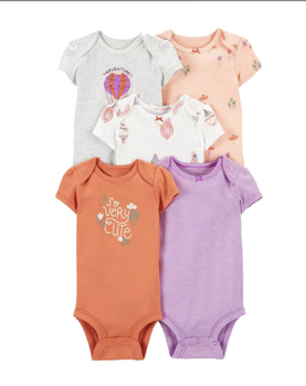 Набор слипов боди с коротким рукавом Carters на 6-9 мес 68 рост набор 5 шт Оранжевий