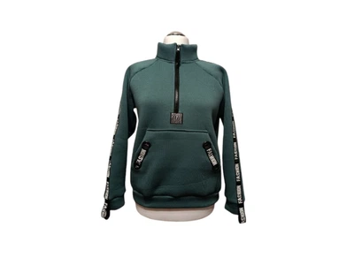 Кофта з воротом жіночий зелений Fashion теплий зимовий футер тринитка з начосом 44