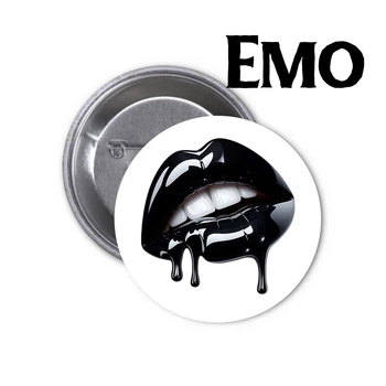 Значок Emo | Эмо #05 Черные губы