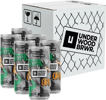 Упаковка пива Underwood Brewery Сapital DIPA світле нефільтроване 8% 0.33 л x 6 шт (4820224362069)