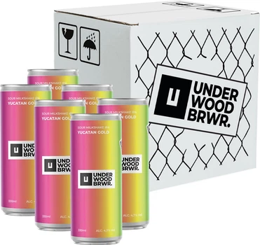 Упаковка пива Underwood Brewery Yucatan Gold світле нефільтроване 4.7% 0.33 л х 6 шт (4820224362113)