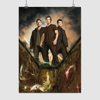 Постер Сверхъестественное, Винчестеры и Кастиэль у могилы, Supernatural, A3 42×30 см (id1523)