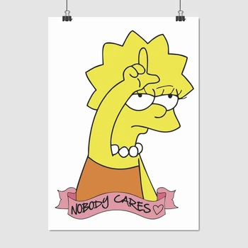 Постер Симпсоны, Лиза, Simpsons, Nobody cares, A3 42×30 см (id1027)