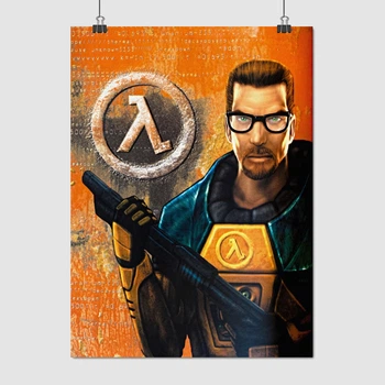 Постер Гордон Фримен и лого, Half-Life 1, плакат для геймера, A3 41×30 см (id3771)