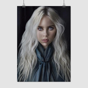 Постер Билли Айлиш с длинными волосами, Billie Eilish, A3 42×30 см (id3871)