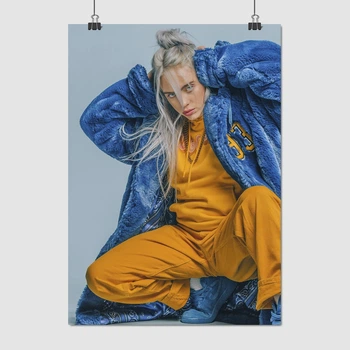 Постер Билли Айлиш в синей пижаме, Billie Eilish, A3 42×30 см (id3869)