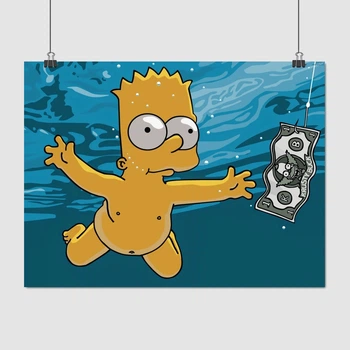 Постер Симпсоны, Нирвана, Simpsons, Nirvana, Nevermind, A2 45×60 см (id3064)