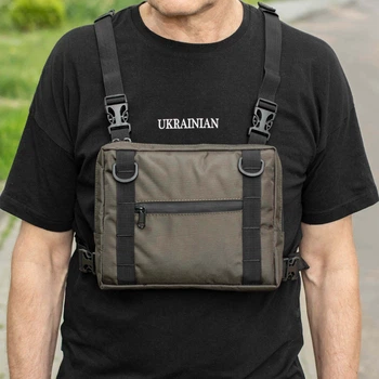 Сумка-жилет нагрудная PLATE хаки тканевая с креплением MOLLE 2л