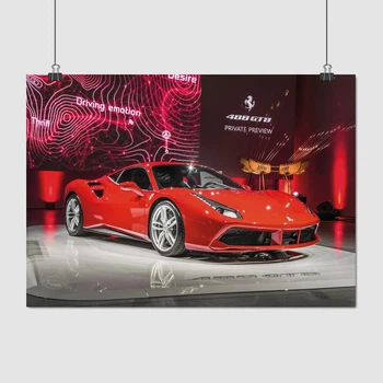 Постер Феррари 488 на стенде, Ferrari 488 GTB, A3 30×42 см (id1373)