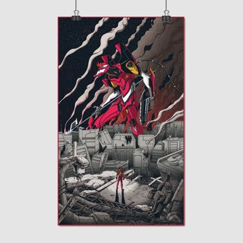 Постер Євангеліон, піксель-арт, Neon Genesis Evangelion, A3 42×25 см (id5041)