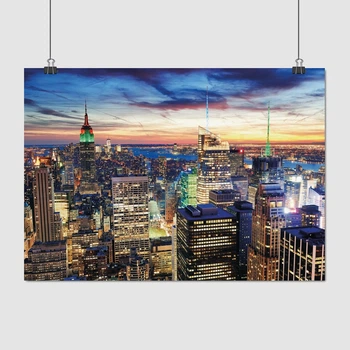 Постер Закат и небоскрёбы, Нью-Йорк, New York, A3 30×42 см (id2953)
