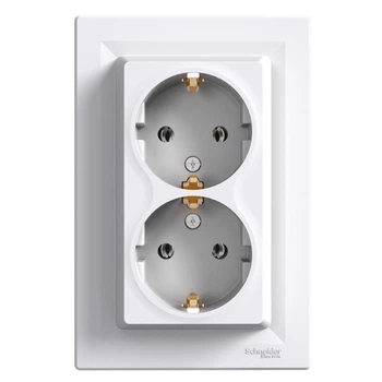 Розетка Schneider Electric Asfora с заземлением двойная белая EPH9900121