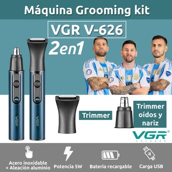 Триммер аккумуляторный VGR V626 гигиенический 2в1 с насадками для носа и бровей