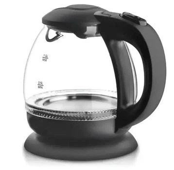 Електрочайник скляний Domotec MS-7910 1.0 л з LED-підсвічуванням 1650 Вт Чорний