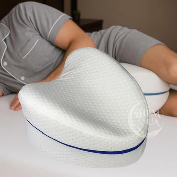 Подушка ортопедическая анатомическая для ног и колен Leg Pillow, гипоаллергенная для сна на боку с эффектом памяти и съемным чехлом на молнии, для беременных, при болях в суставах, для поддержания спины Белая, FG-197D1