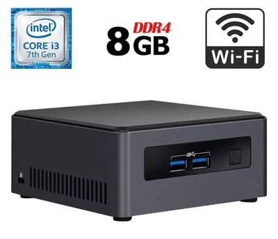 Неттоп Intel NUC NUC7i3DNH USFF / Intel Core i3-7100U (2 (4) ядра по 2.4 GHz) / 8 GB DDR4 / 250 GB SSD / Intel HD Graphics 620 / HDMI / Wi-Fi б/у