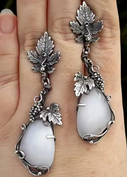 Серьги женские длинные с виноградной ветвью Fashion Jewelry Серебристые 17594