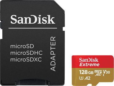 Карта пам'яті SANDISK Extreme microSDXC 128GB UHS-I U3 V30 + SD-адаптер (SDSQXAA-128G-GN6AA)