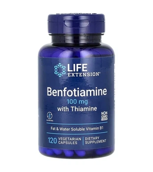 Бенфотиамин, с тиамином, Benfotiamine with Thiamine, Life Extension, 100 мг, 120 растительных капсул