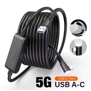Кабель 5м USB 3.2 Gen1 для Oculus Quest 3S/3/2 PICO Neo 3/PICO 4 USB-C 5 Гбит/с высокоскоростная связь и зарядка для виртуальной реальности Черный