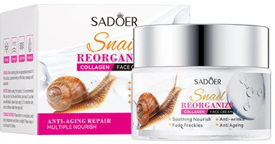 Крем для обличчя Sadoer Snail Reorganize Collagen Face Cream з колагеном та екстрактом слизу равлика 50 г (6976068951209)