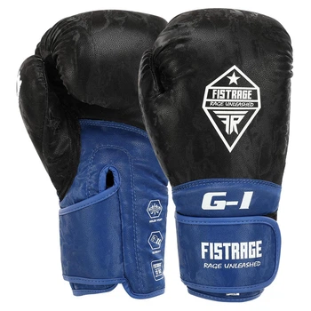 Перчатки боксерские на липучке Fistrage Fight Gear 7799 размер 12 унций Black-Blue